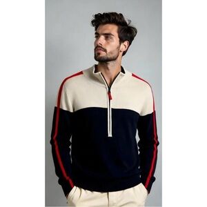 Men's Ralph Lauren Active 1/4 Sweater zip up black white and red